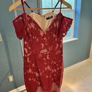 Quiz Red Cold Shoulder Dress